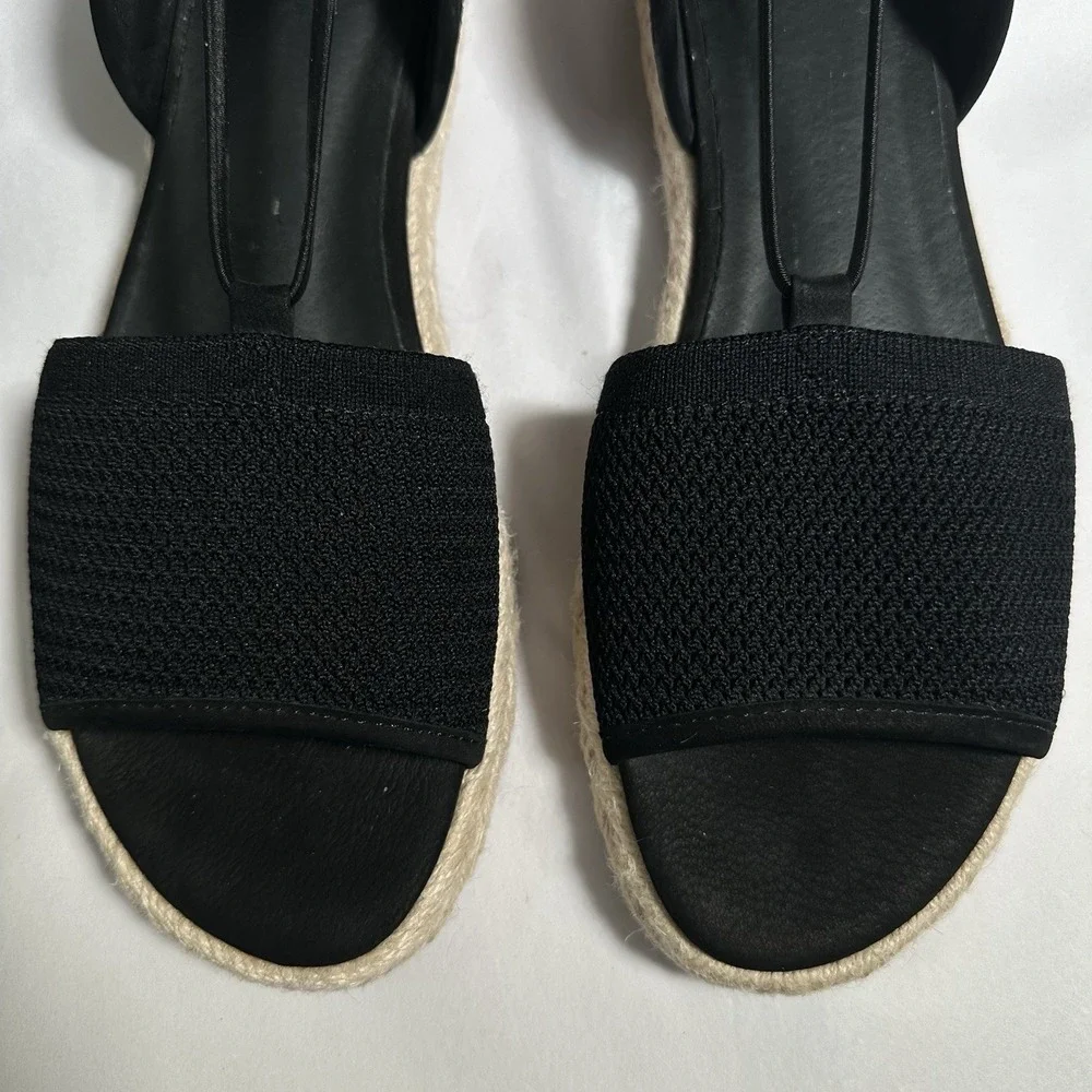 Eileen Fisher Mews Mesh‎ Slip On Espadrille Sandals Women's Sz 7.5 Black Elastic